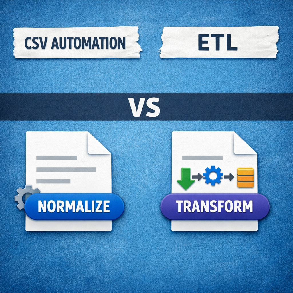 CSV Automation vs ETL: When to Normalize, When to Transform